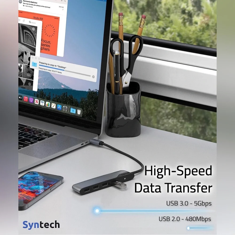 USB C to USB Hub 4 Ports USB C to USB Adapter MacBook Pro iPad Pro iMac